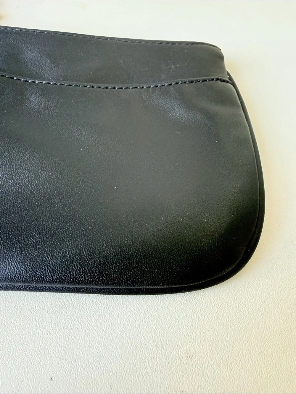 Coach Smooth Black Leather Mini Wristlet